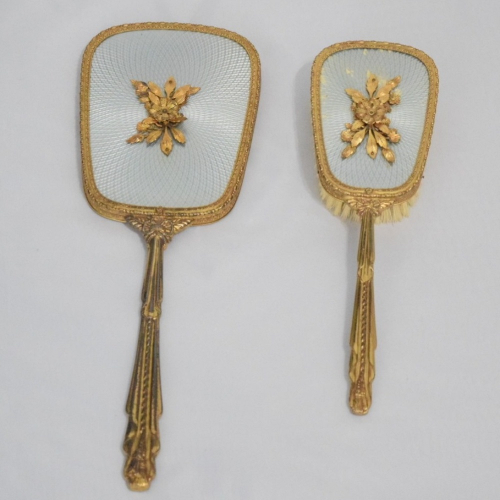 Vintage 20's Apollo Mirror & Brush Set